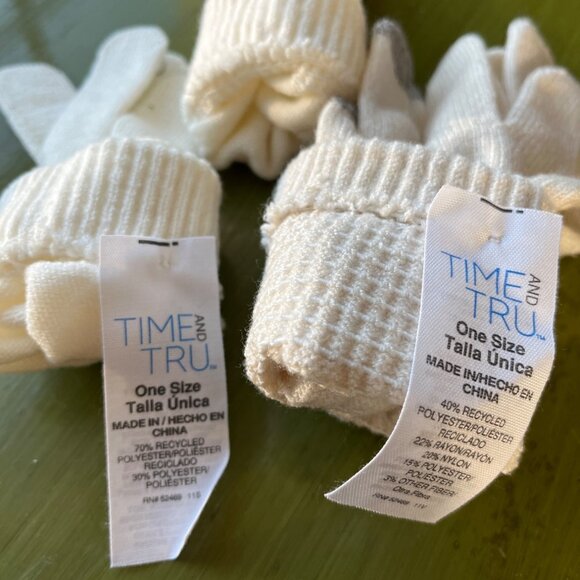 Ivory Knit Gloves 2 Pair Lot New Time&Tru Elegant Womens Winter Accessories Gift - Picture 5 of 5